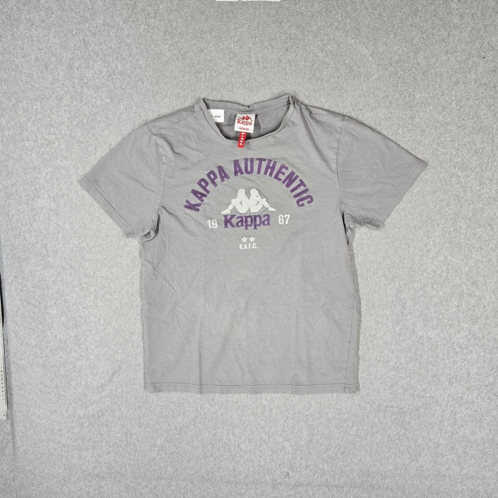Kappa Women Shirt MEDIUM Gray Graphic Short Sleeve Print